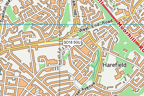 SO18 5GU map - OS VectorMap District (Ordnance Survey)