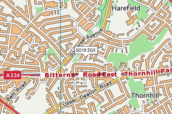 SO18 5GX map - OS VectorMap District (Ordnance Survey)