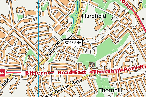 SO18 5HA map - OS VectorMap District (Ordnance Survey)