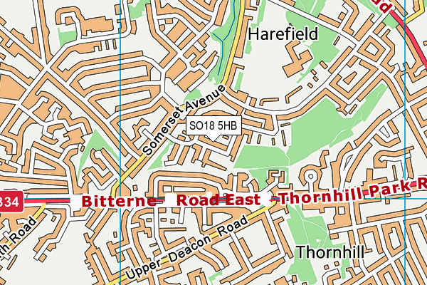 SO18 5HB map - OS VectorMap District (Ordnance Survey)