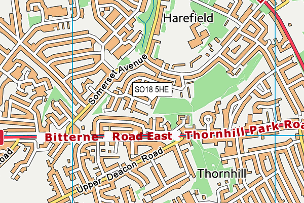 SO18 5HE map - OS VectorMap District (Ordnance Survey)