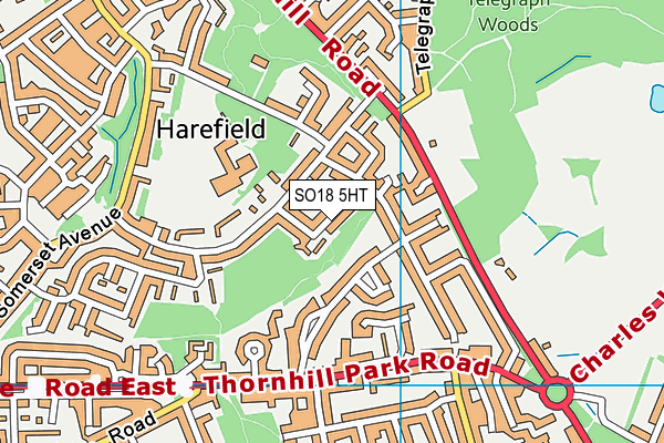 SO18 5HT map - OS VectorMap District (Ordnance Survey)