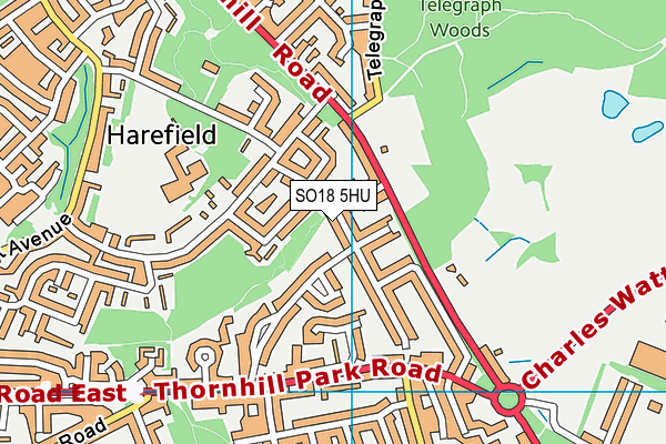 SO18 5HU map - OS VectorMap District (Ordnance Survey)