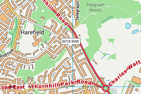 SO18 5HW map - OS VectorMap District (Ordnance Survey)