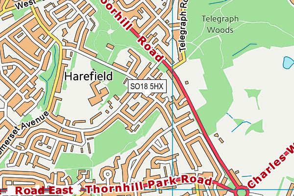 SO18 5HX map - OS VectorMap District (Ordnance Survey)