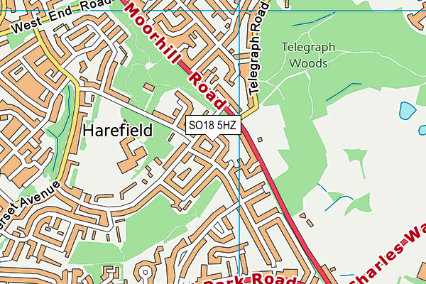 SO18 5HZ map - OS VectorMap District (Ordnance Survey)