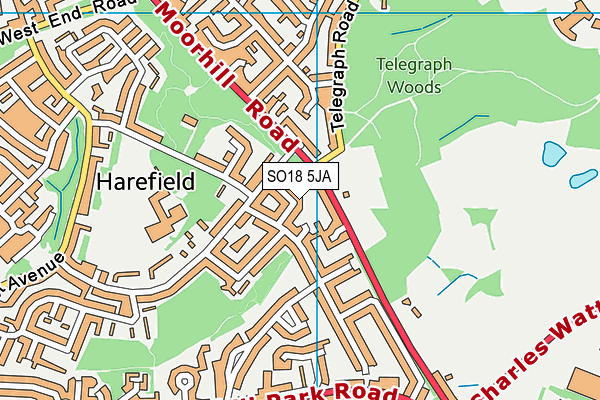 SO18 5JA map - OS VectorMap District (Ordnance Survey)