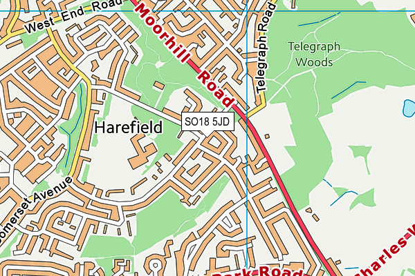 SO18 5JD map - OS VectorMap District (Ordnance Survey)