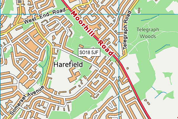 SO18 5JF map - OS VectorMap District (Ordnance Survey)