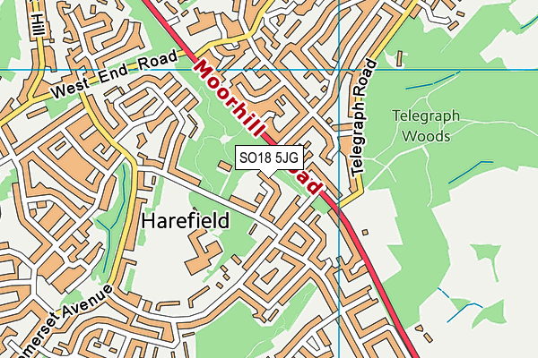 SO18 5JG map - OS VectorMap District (Ordnance Survey)