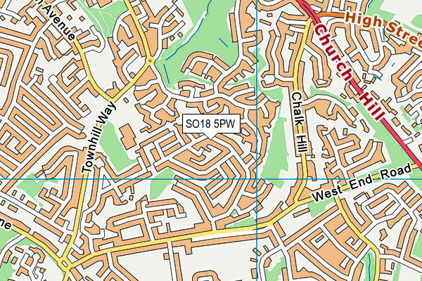 SO18 5PW map - OS VectorMap District (Ordnance Survey)