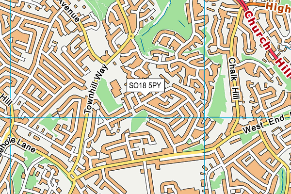 SO18 5PY map - OS VectorMap District (Ordnance Survey)
