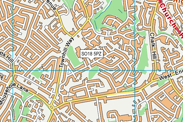 SO18 5PZ map - OS VectorMap District (Ordnance Survey)