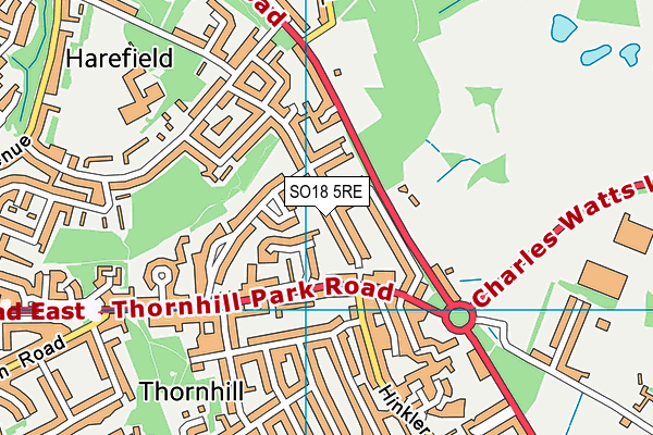 SO18 5RE map - OS VectorMap District (Ordnance Survey)