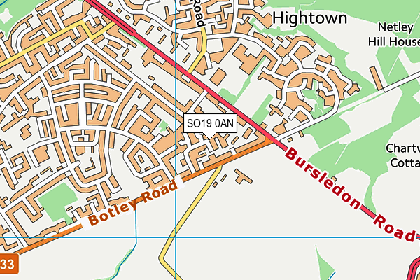 SO19 0AN map - OS VectorMap District (Ordnance Survey)