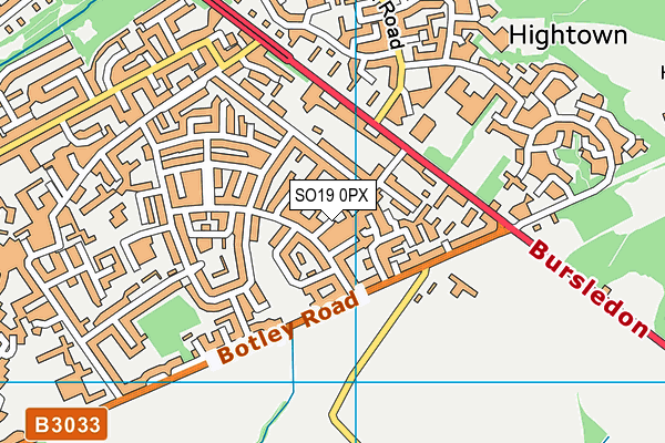 SO19 0PX map - OS VectorMap District (Ordnance Survey)