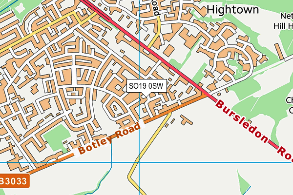 SO19 0SW map - OS VectorMap District (Ordnance Survey)