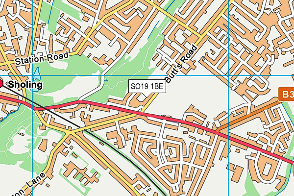 SO19 1BE map - OS VectorMap District (Ordnance Survey)