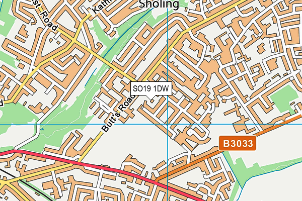 SO19 1DW map - OS VectorMap District (Ordnance Survey)