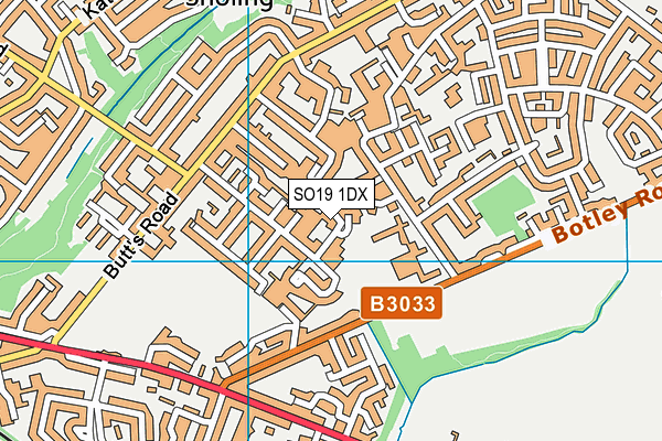 SO19 1DX map - OS VectorMap District (Ordnance Survey)