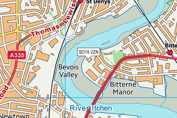 SO19 2ZN map - OS VectorMap District (Ordnance Survey)