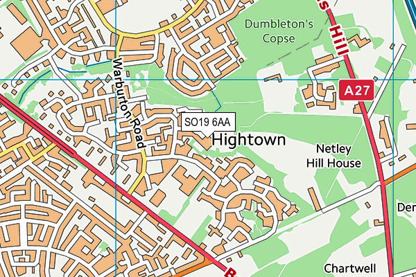 Hightown Primary School map (SO19 6AA) - OS VectorMap District (Ordnance Survey)