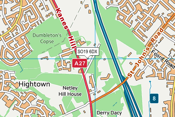 SO19 6DX map - OS VectorMap District (Ordnance Survey)