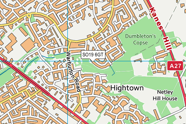 SO19 6GT map - OS VectorMap District (Ordnance Survey)