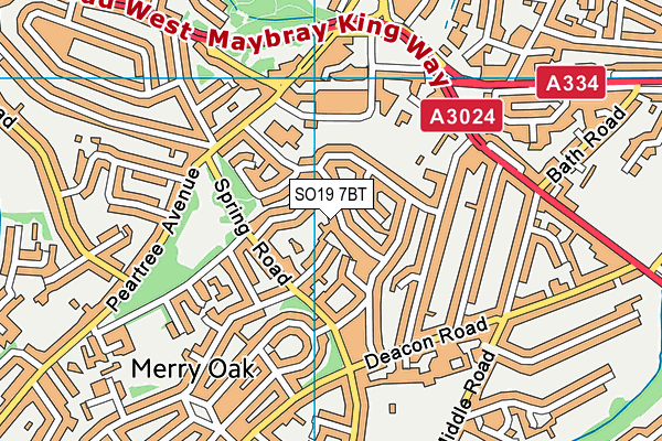 SO19 7BT map - OS VectorMap District (Ordnance Survey)