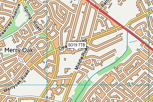 SO19 7TB map - OS VectorMap District (Ordnance Survey)