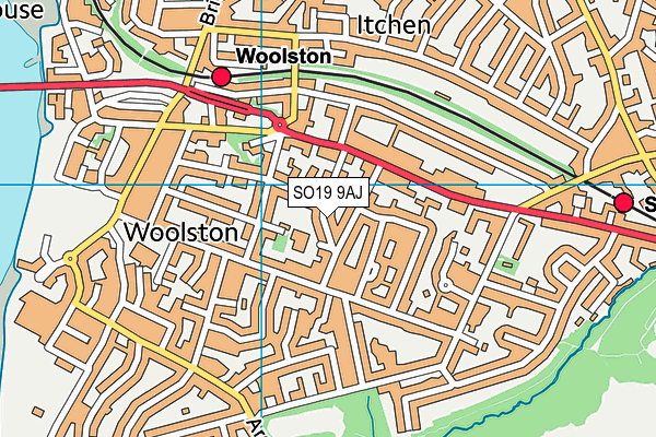 SO19 9AJ map - OS VectorMap District (Ordnance Survey)