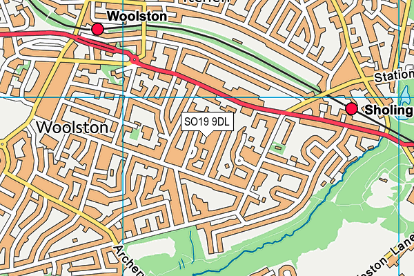 SO19 9DL map - OS VectorMap District (Ordnance Survey)