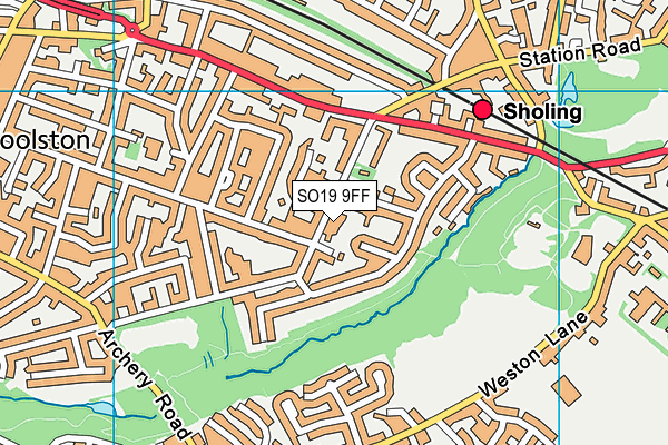 SO19 9FF map - OS VectorMap District (Ordnance Survey)