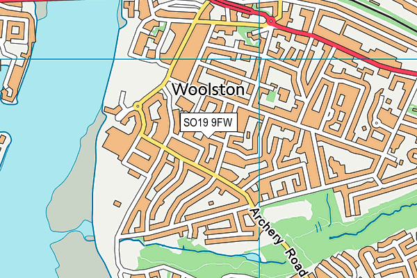 SO19 9FW map - OS VectorMap District (Ordnance Survey)