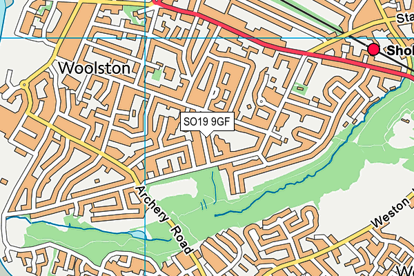 SO19 9GF map - OS VectorMap District (Ordnance Survey)