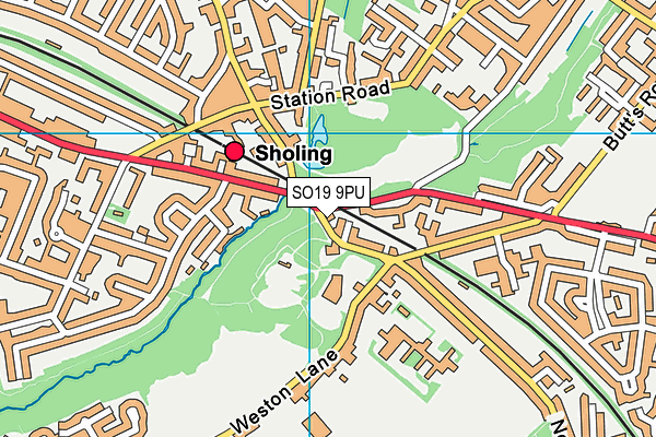 SO19 9PU map - OS VectorMap District (Ordnance Survey)