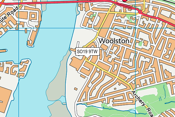 SO19 9TW map - OS VectorMap District (Ordnance Survey)