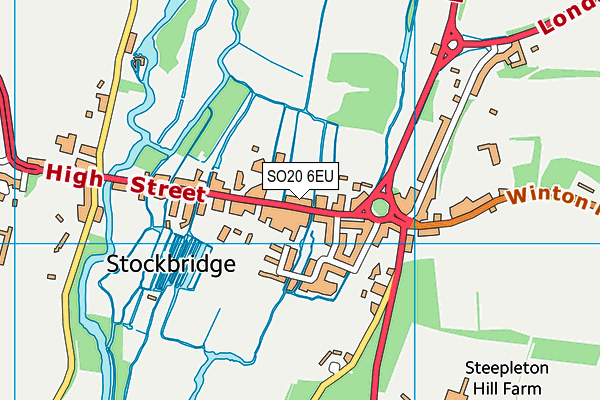 Stockbridge Football Club map (SO20 6EU) - OS VectorMap District (Ordnance Survey)