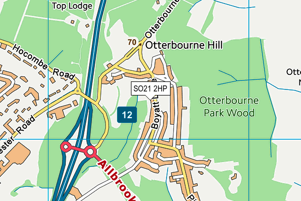 SO21 2HP map - OS VectorMap District (Ordnance Survey)