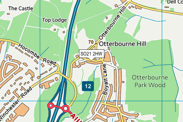 SO21 2HW map - OS VectorMap District (Ordnance Survey)