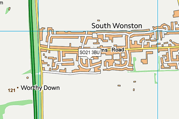 SO21 3BU map - OS VectorMap District (Ordnance Survey)