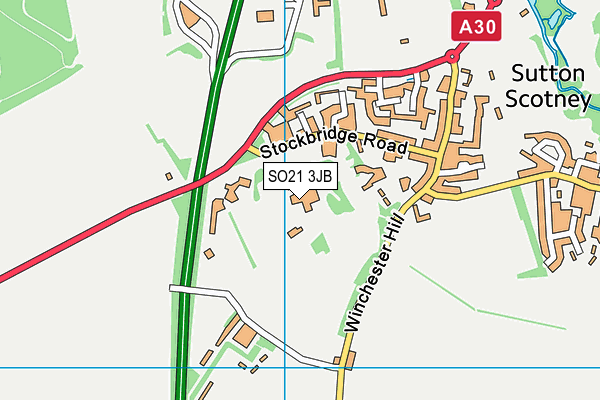 SO21 3JB map - OS VectorMap District (Ordnance Survey)