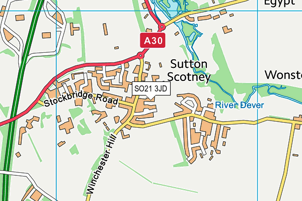 SO21 3JD map - OS VectorMap District (Ordnance Survey)