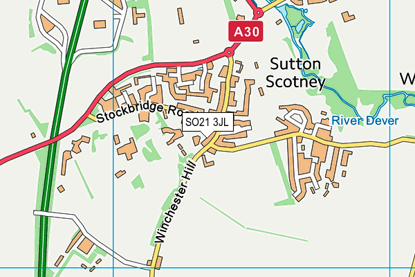 SO21 3JL map - OS VectorMap District (Ordnance Survey)