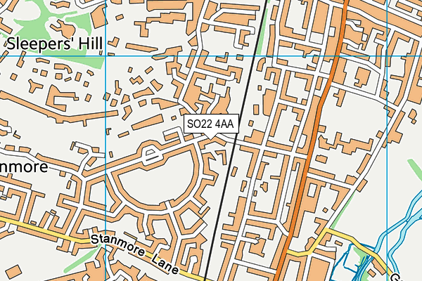 SO22 4AA map - OS VectorMap District (Ordnance Survey)