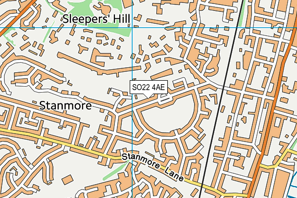 SO22 4AE map - OS VectorMap District (Ordnance Survey)