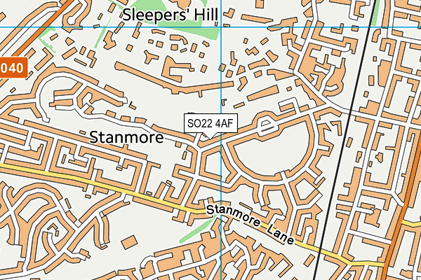 SO22 4AF map - OS VectorMap District (Ordnance Survey)