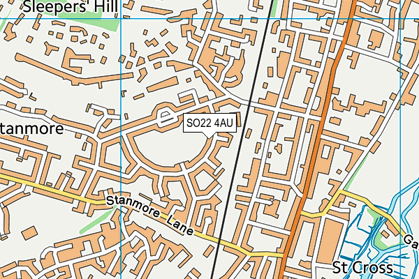 SO22 4AU map - OS VectorMap District (Ordnance Survey)