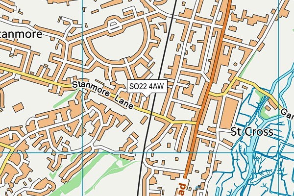 SO22 4AW map - OS VectorMap District (Ordnance Survey)