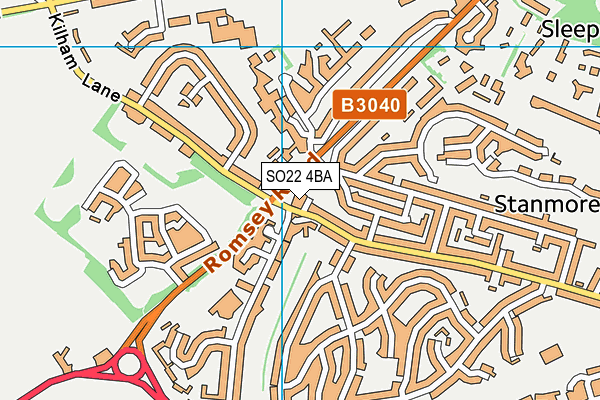 SO22 4BA map - OS VectorMap District (Ordnance Survey)
